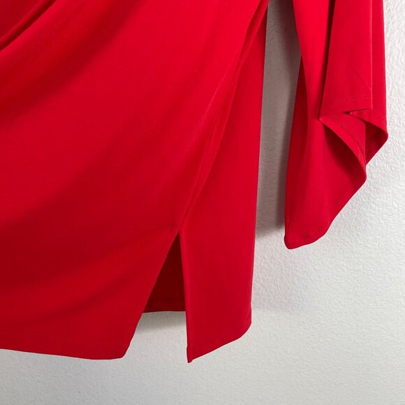 Susan Graver Artisan Womens Large Red Beaded V Neck Tunic Top Stretch Shirt - Picture 10 of 11